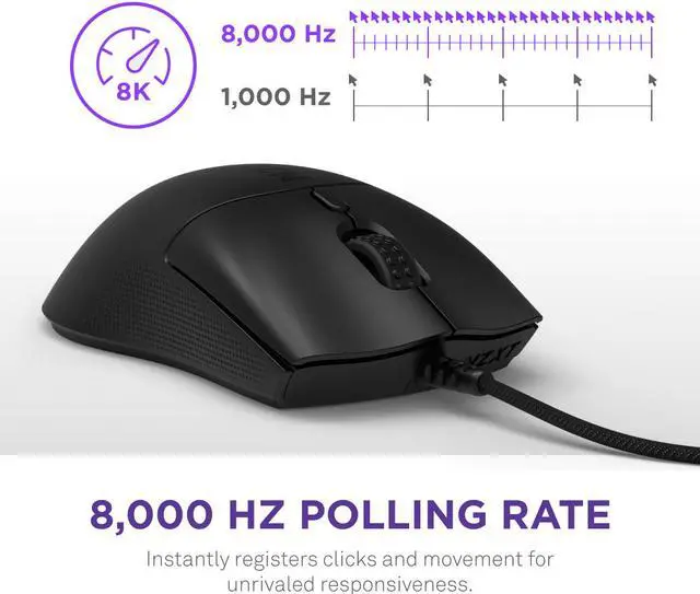 Alt view image 3 of 16 - NZXT Lift 2 Symm ULTRA LIGHTWEIGHT Symmetrical Wired Gaming Mouse, optical switches, 26,000 DPI, 8K polling rate, Black