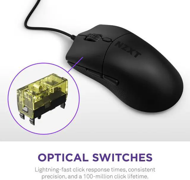 Alt view image 4 of 16 - NZXT Lift 2 Symm ULTRA LIGHTWEIGHT Symmetrical Wired Gaming Mouse, optical switches, 26,000 DPI, 8K polling rate, Black