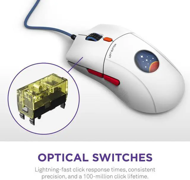 Alt view image 4 of 15 - NZXT Lift 2 Starfield ULTRA LIGHTWEIGHT Symmetrical Wired Gaming Mouse, 26,000 DPI, 58g, White