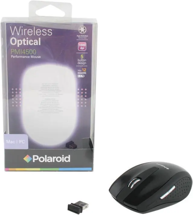 Alt view image 5 of 5 - Polaroid PMI4500 Black RF Wireless Optical Mouse