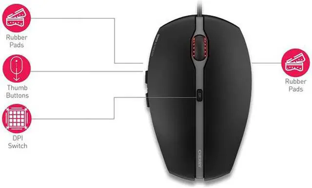 Alt view image 4 of 5 - Cherry GENTIX 4K JM-0340-2 Black 6 Buttons 1 x Wheel USB Wired Optical Mouse