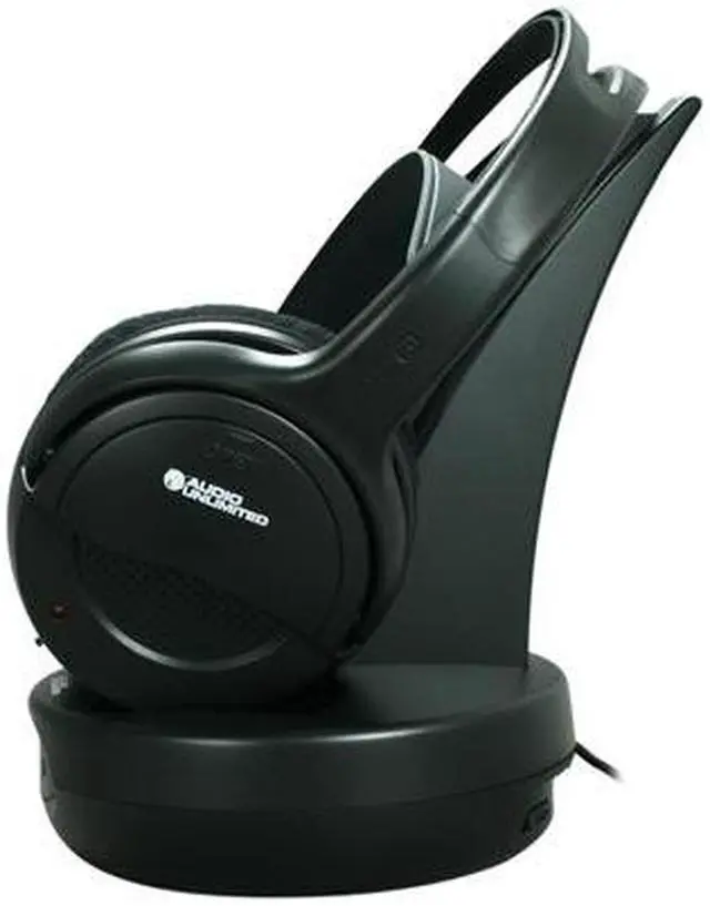 Alt view image 3 of 9 - Audio Unlimited Black SPK-9100 Circumaural 900MHz Classic Wireless Stereo Headphone