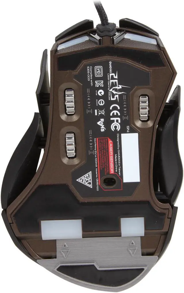Alt view image 4 of 5 - GAMDIAS Zeus GMS1100 Laser Unique Side Grip Calibration MMO RPG Gaming Mouse, 9 Programmable Buttons, 8200 DPI for PC, Adjustable Weight System