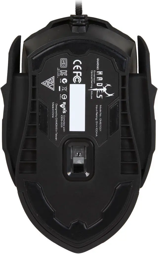 Alt view image 4 of 6 - GAMDIAS Hades GMS7001 Optical Gaming Mouse Ambidextrous Adjustable Side Panels 7 Programmable Buttons, Omron Micro Switches