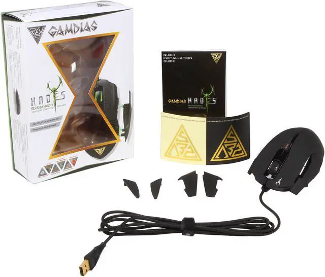 Alt view image 6 of 6 - GAMDIAS Hades GMS7001 Optical Gaming Mouse Ambidextrous Adjustable Side Panels 7 Programmable Buttons, Omron Micro Switches