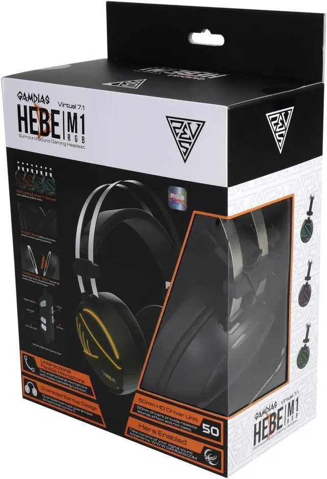 Alt view image 7 of 7 - GAMDIAS HEBE M1 Circumaural USB Gaming Headset with RGB Lighting / Virtual 7.1 Surround Sound / EQ Adjustment / Vibration Control