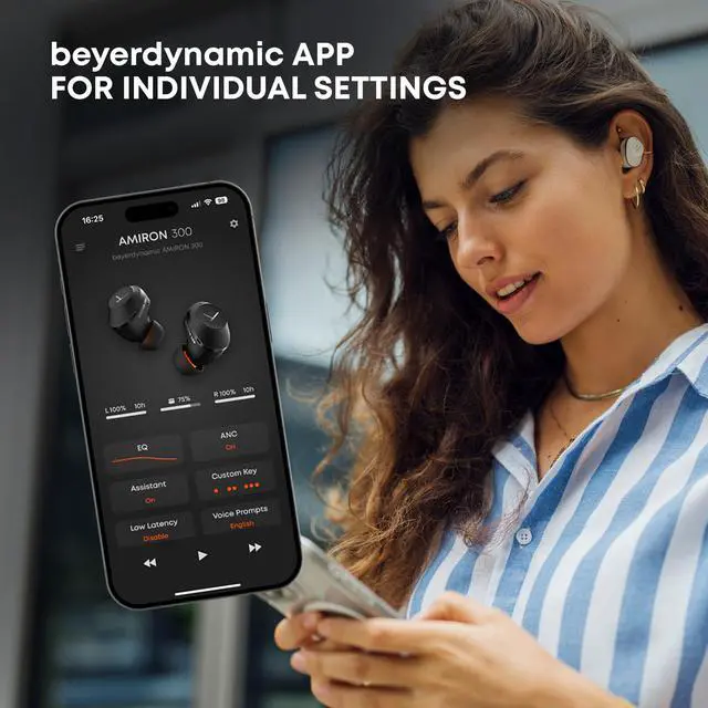 Alt view image 6 of 10 - Beyerdynamic Amiron 300 True Wireless Noise Cancelling Earbuds/Headphones, Multipoint Bluetooth 5.3 with Active Noise Cancellation, Up to 10 Hours of Battery Runtime, Black