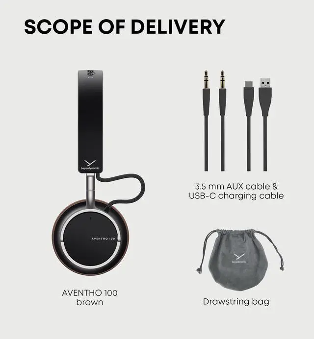 Alt view image 4 of 9 - beyerdynamic Aventho 100 Wireless on-ear headphones with ANC - Brown