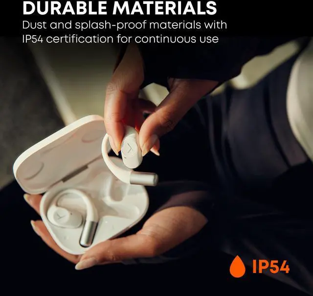 Alt view image 6 of 9 - Beyerdynamic AMIRON 200 True Wireless Bluetooth Earbuds w/Ear Hooks. Running, Biking, Sport, Fitness Open Headphones with 36Hrs Playtime. IP54 Weather Resistant Earphones, Lightweight, Mic. (White)