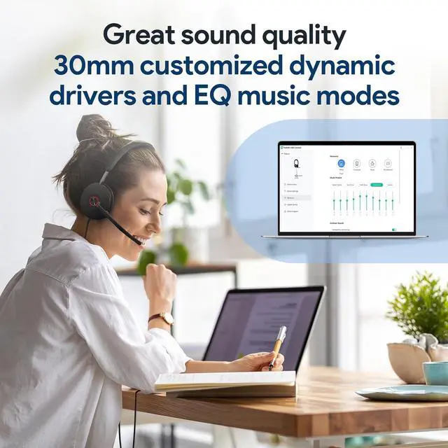 Alt view image 4 of 7 - Yealink UH48 ANC Wired Headset with Microphone, Active Noise Cancelling USB Headphones for PC, MS Teams Certified Works with All Other Call Platforms, All Day Comfort, Mute Button