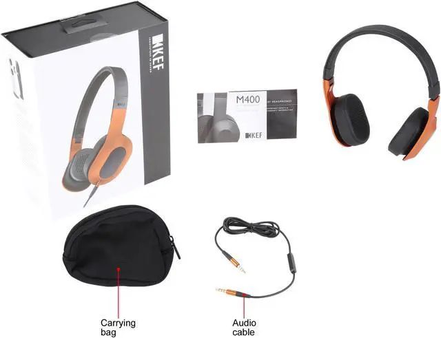 Alt view image 10 of 10 - KEF M400 Hi-Fi On-Ear Headphones (Sunset Orange)