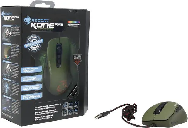 Alt view image 5 of 5 - ROCCAT Kone Pure Military ROC-11-711 7 Buttons 1 x Wheel USB Wired Optical Core Performance Gaming Mouse - Camo Charge