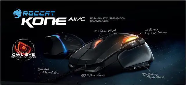 Alt view image 5 of 9 - ROCCAT Kone AIMO ROC-11-815-BK Black Tilt Wheel USB 2.0 Wired Optical Gaming Mouse