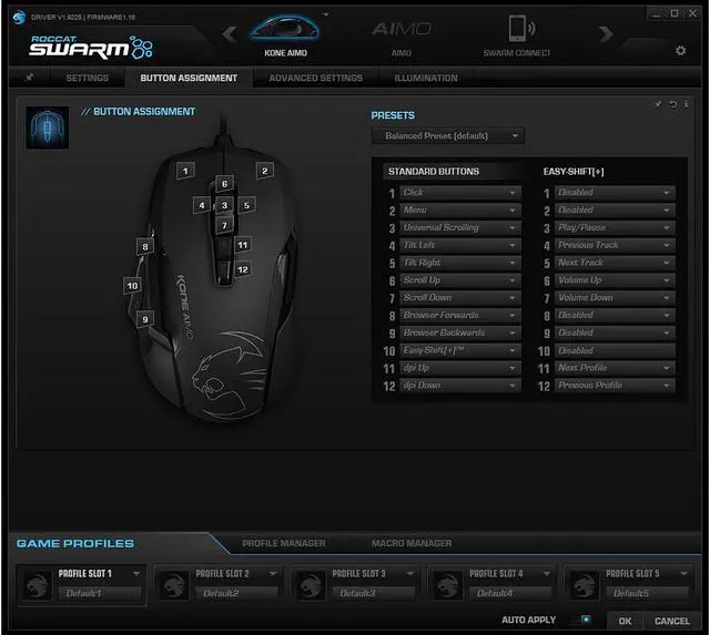 Alt view image 7 of 9 - ROCCAT Kone AIMO ROC-11-815-BK Black Tilt Wheel USB 2.0 Wired Optical Gaming Mouse