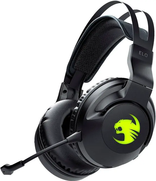 Main image of ROCCAT Elo 7.1 Air PC Wireless Gaming Headset, Surround Sound Headphones with Detachable Noise Cancelling Microphone, 50mm Drivers, 24 Hr Battery Life, RGB Lighting, Black