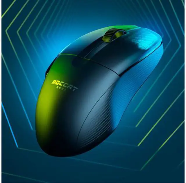 Alt view image 4 of 5 - ROCCAT Kone Pro Air Gaming PC Wireless Mouse, Bluetooth Ergonomic Performance Computer Mouse with 19K DPI Optical Sensor, AIMO RGB Lighting & Aluminum Scroll Wheel, 100+ Hour Battery Life, Black