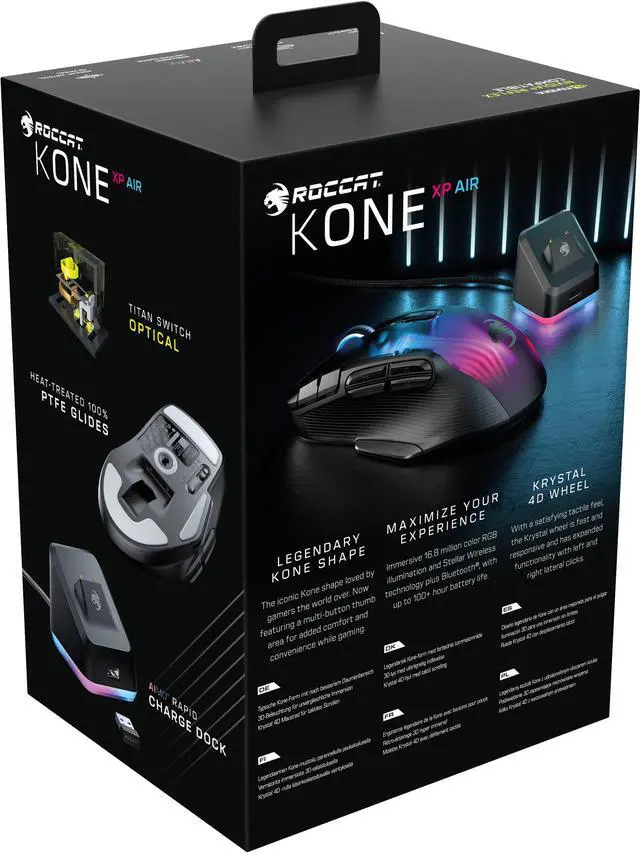 Alt view image 6 of 6 - Roccat Kone XP Air Wireless Optical Gaming Mouse - Black ROC-11-442-01