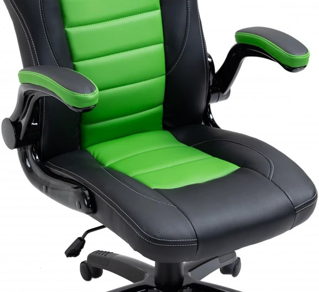 Alt view image 10 of 10 - Brassex Gaming Chair - Black/Green (3807)