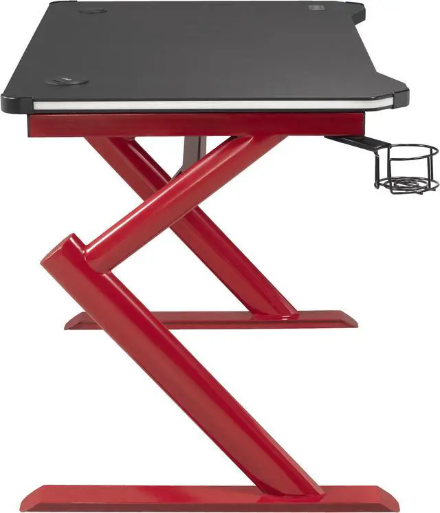 Alt view image 3 of 8 - Brassex Gaming Desk - Black/Red (8028)