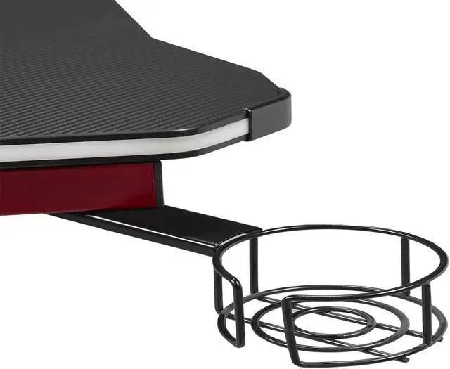 Alt view image 4 of 8 - Brassex Gaming Desk - Black/Red (8028)
