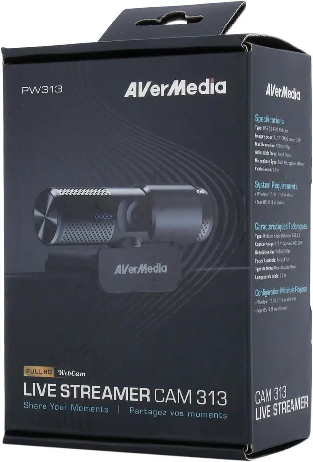Alt view image 9 of 9 - AVerMedia PW313 Live Streamer CAM 313 2.0 M Effective Pixels USB 2.0 Webcam