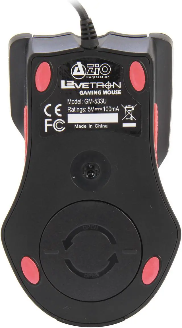 Alt view image 4 of 6 - Azio Levetron 5000cpi GM533U Black USB Wired Laser Gaming Mouse