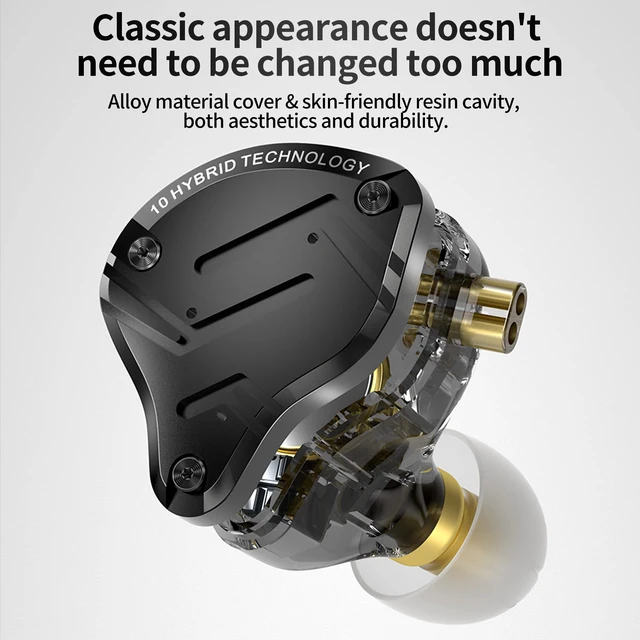 Alt view image 8 of 9 - KZ ZS10 Pro X in Ear Monitor Headphone, Upgraded 4BA 1DD KZ Headphone Multi Driver in Ear IEM Earphone with Detachable Silver-Plated 0.75mm 2Pin Cable inears for Audiophile(Dark,No Mic)