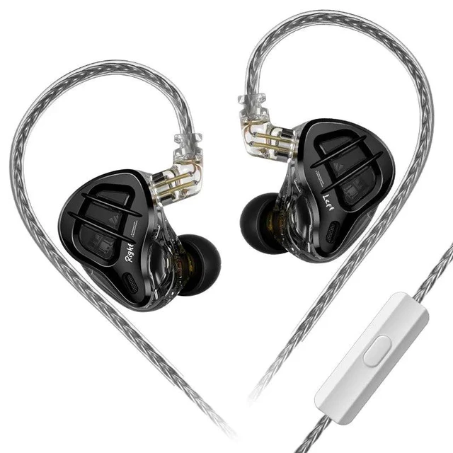 Main image of KZ ZAR in-Ear Monitor Headphones,1DD+7BA Hybrid Technology Driver IEM Wired Earbuds Headphone with Silver-Plated Cable for Audiophile Musician (KZ ZAR-Black, With Mic)