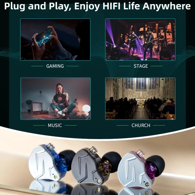 Alt view image 3 of 7 - KZ ZSN Pro in Ear Monitor Headphones, 1BA 1DD Hybrid Driver Wired Gaming Earbuds, Deep Bass Sound Wired Ear Buds, HiFi IEM for Gaming Music Video Calling Singer Musician Drummer DJ (with mic, Gray)