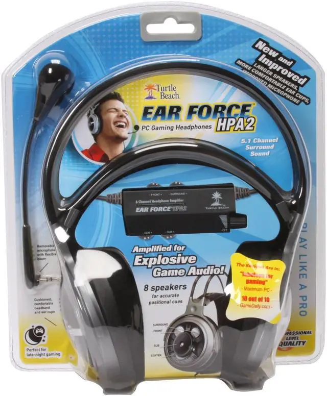 Alt view image 9 of 9 - Turtle Beach TBS-2114 Earforce HPA2 5.1 Surround Sound Headset with Amplifier and Removable Microphone