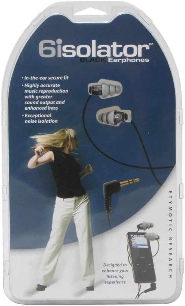 Alt view image 2 of 2 - Etymotic Research ER6IBLKC 3.5mm Connector Canal Isolator Earphones