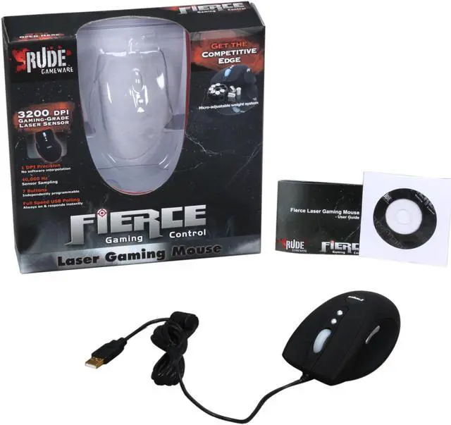 Alt view image 5 of 5 - Fierce RUDE-200 Black 1 x Wheel USB Wired Laser Gaming Mouse