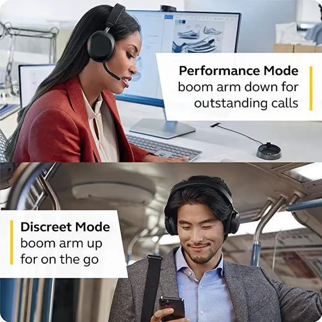Alt view image 8 of 8 - Jabra Evolve2 75 PC Wireless Headset with Charging Stand and 8-Mic Technology - Dual Foam Stereo Headphones with Advanced Active Noise Cancelling, USB-A Bluetooth Adapter and MS Compatibility - Black