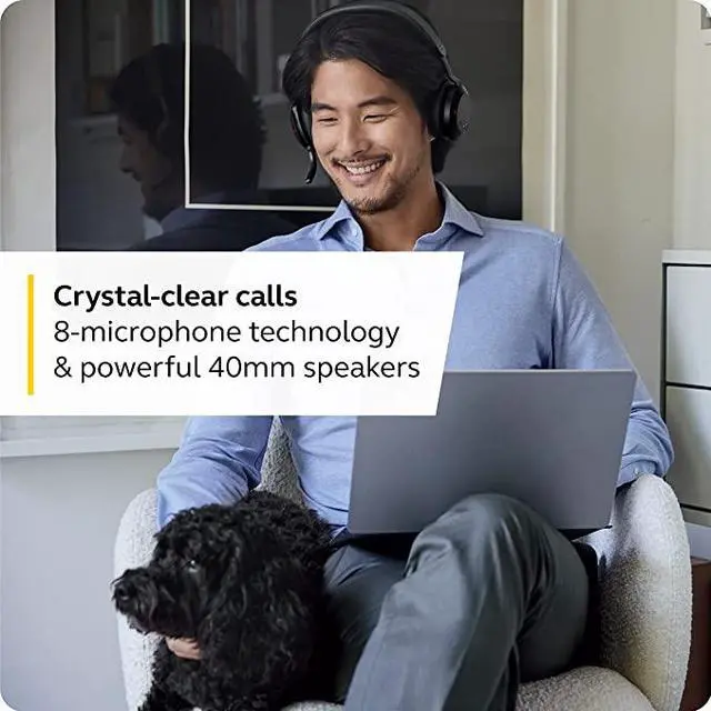 Alt view image 4 of 8 - Jabra Evolve2 75 PC Wireless Headset with 8-Microphone Technology - Dual Foam Stereo Headphones with Adjustable Advanced Active Noise Cancelling, USB-A Bluetooth Adapter and UC Compatibility - Black