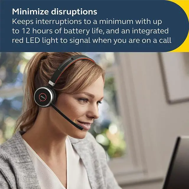 Alt view image 4 of 8 - Jabra Evolve 65 SE Mono Wireless Headset - Bluetooth Headset with Noise-Cancelling Microphone, Long-Lasting Battery, and Charging Stand - MS Teams Certified, Works with All Other Platforms - Black