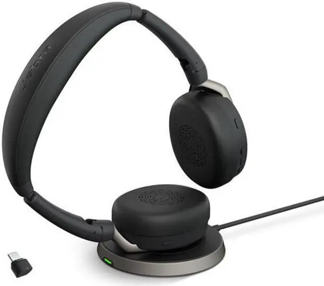 Alt view image 2 of 11 - Jabra- 26699-999-889-01 Jabra Evolve2 65 Flex Link380c MS Stereo Wireless Charger Headset