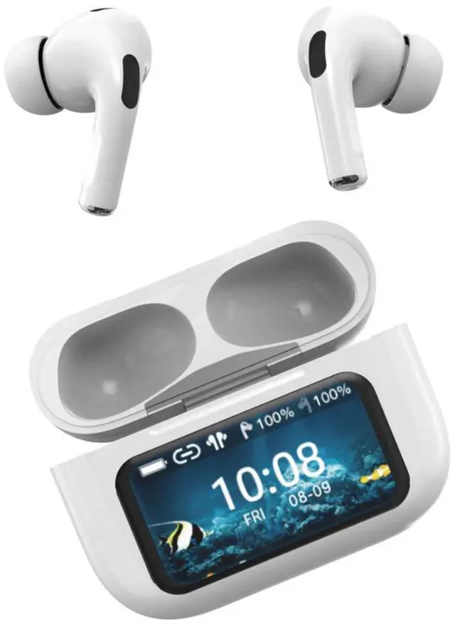Alt view image 3 of 4 - Supersonic IQ Sound IQ-341 ANC & ENC Bluetooth Earphone with Touchscreen Display Charging Case, True Wireless Earbuds, Stereo Sound, Dual Mic, Voice Assistant, In-Ear Detection, USB-C Charging (White)