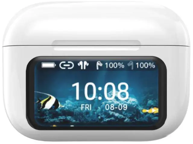 Alt view image 2 of 4 - Supersonic IQ Sound IQ-341 ANC & ENC Bluetooth Earphone with Touchscreen Display Charging Case, True Wireless Earbuds, Stereo Sound, Dual Mic, Voice Assistant, In-Ear Detection, USB-C Charging (White)