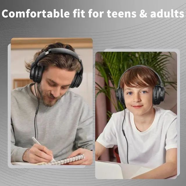 Alt view image 5 of 7 - Botesty Sound Wired Headphones with Microphone, Over-Ear Foldable 3.5mm Plug in Headphones Corded with 4.9ft Tangle-Free Cable