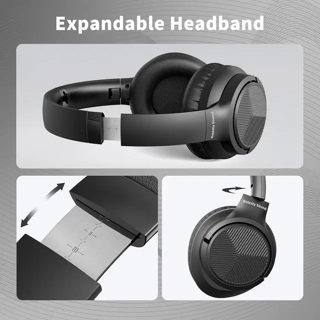 Alt view image 3 of 7 - Botesty Sound Wired Headphones with Microphone, Over-Ear Foldable 3.5mm Plug in Headphones Corded with 4.9ft Tangle-Free Cable