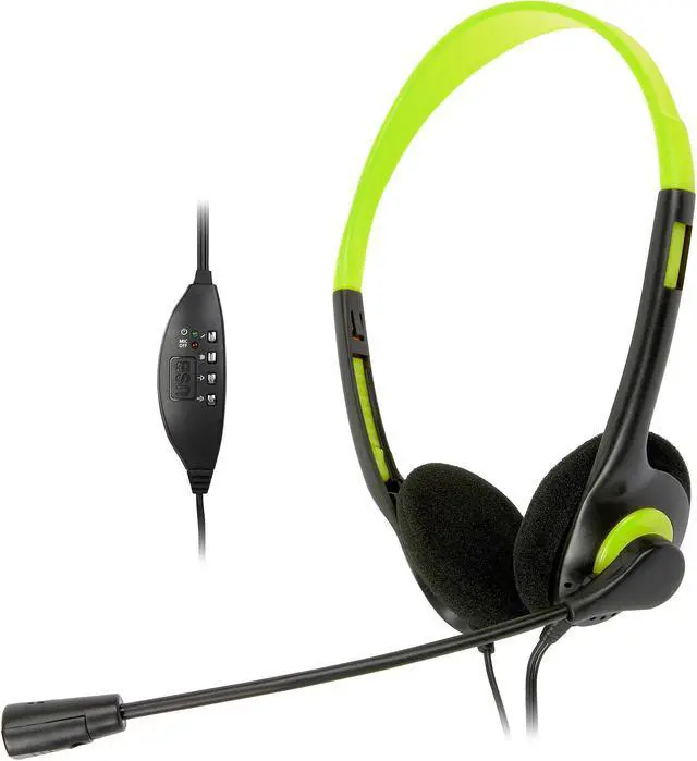 Main image of Krazilla KZH800 USB Gaming Headset with Microphone and Volume Control / Mute - Green (Grade A, new open box)