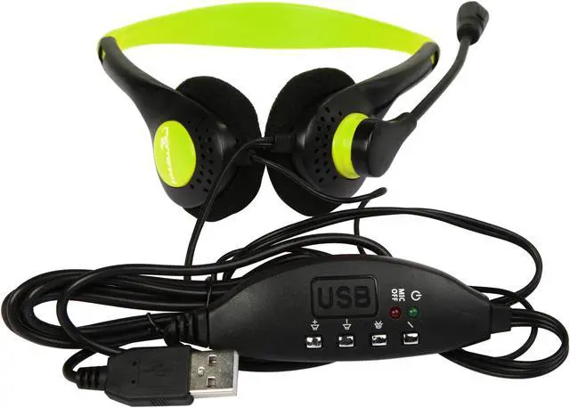 Alt view image 6 of 7 - Krazilla KZH800 USB Gaming Headset with Microphone and Volume Control / Mute - Green (Grade A, new open box)