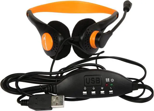 Alt view image 6 of 7 - Krazilla KZH800 USB Gaming Headset with Microphone and Volume Control / Mute - Orange (Grade A, new open box)