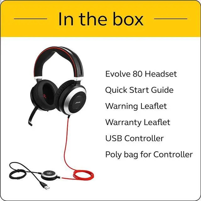 Alt view image 6 of 9 - Jabra Evolve 80 UC Wired Headset Professional Telephone Headphones with Unrivalled Noise Cancellation for Calls and Music, Features World-Class Speakers and All Day Comfort
