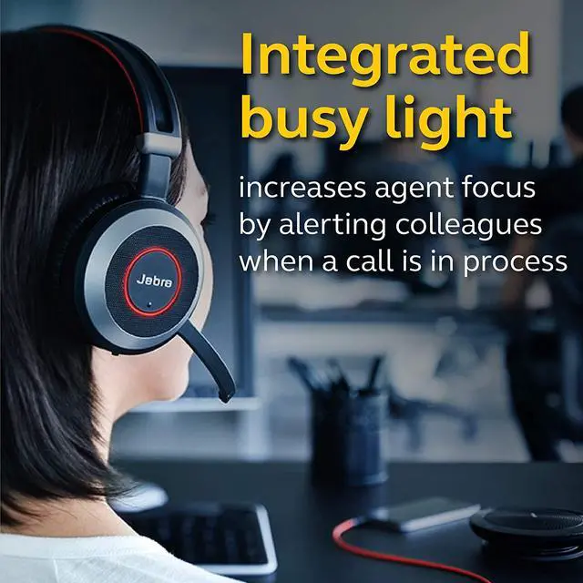 Alt view image 3 of 9 - Jabra Evolve 80 UC Wired Headset Professional Telephone Headphones with Unrivalled Noise Cancellation for Calls and Music, Features World-Class Speakers and All Day Comfort