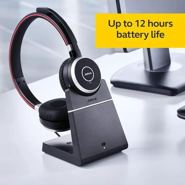 Alt view image 8 of 8 - Jabra Evolve2 65 MS Wireless Headphones with Link380a, Stereo, Black – Wireless Bluetooth Headset for Calls and Music, 37 Hours of Battery Life, Passive Noise Cancelling Headphones