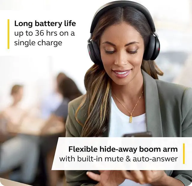 Alt view image 6 of 7 - Jabra Evolve2 75 PC Wireless Headset with 8-Microphone Technology - Dual Foam Stereo Headphones with Adjustable Advanced Active Noise Cancelling, USB-C Bluetooth Adapter and UC Compatibility - Black