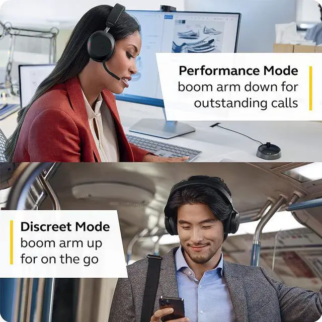 Alt view image 7 of 7 - Jabra Evolve2 75 PC Wireless Headset with 8-Microphone Technology - Dual Foam Stereo Headphones with Adjustable Advanced Active Noise Cancelling, USB-C Bluetooth Adapter and UC Compatibility - Black