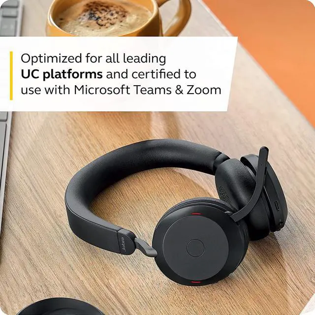 Alt view image 5 of 7 - Jabra Evolve2 75 PC Wireless Headset with 8-Microphone Technology - Dual Foam Stereo Headphones with Adjustable Advanced Active Noise Cancelling, USB-C Bluetooth Adapter and UC Compatibility - Black