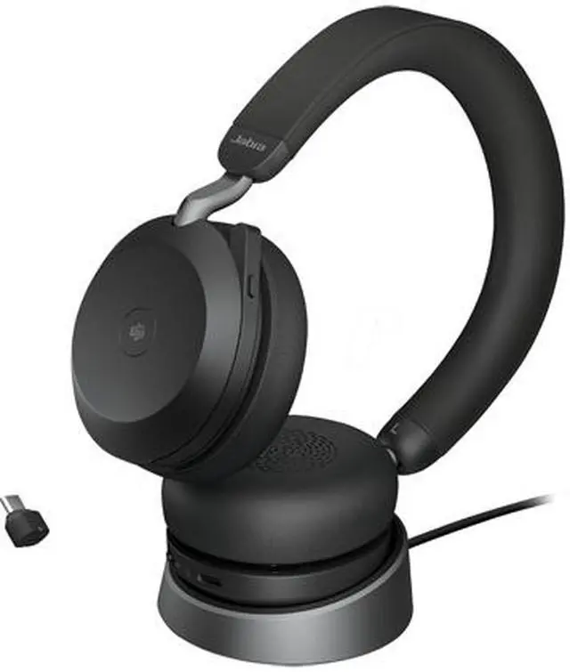 Alt view image 3 of 9 - Jabra Evolve2 75 PC Wireless Headset with Charging Stand and 8-Mic Technology - Dual Foam Stereo Headphones with Advanced Active Noise Cancelling, USB-C Bluetooth Adapter and UC Compatibility - Black